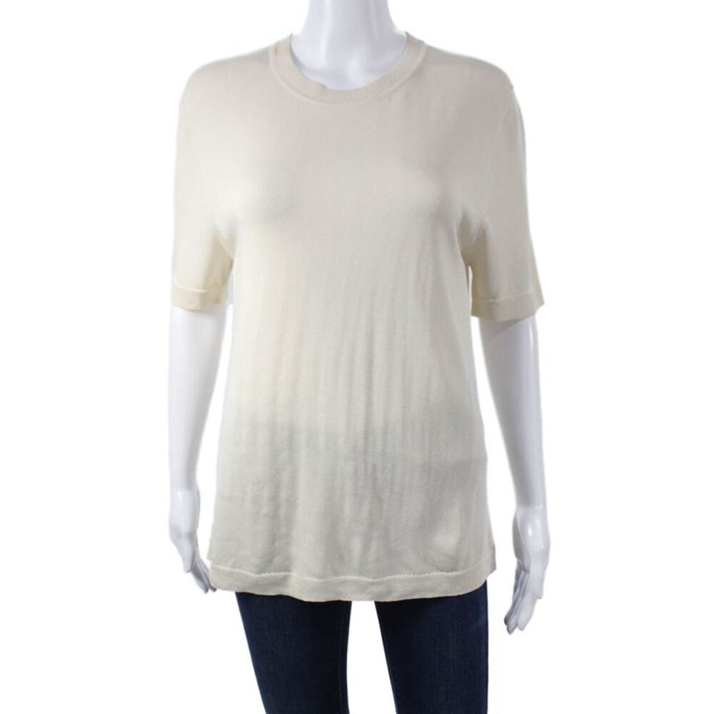 Christian Wijnants Women Pullover Ivory Crew Neck Short Sleeve Viscose Size L